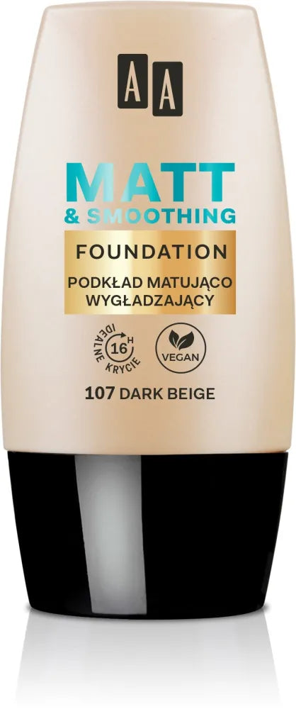 AA Make Up Matt Foundation Mattifying-Smoothing 107 Tamsiai Bežinė 30ml - Kosmetika