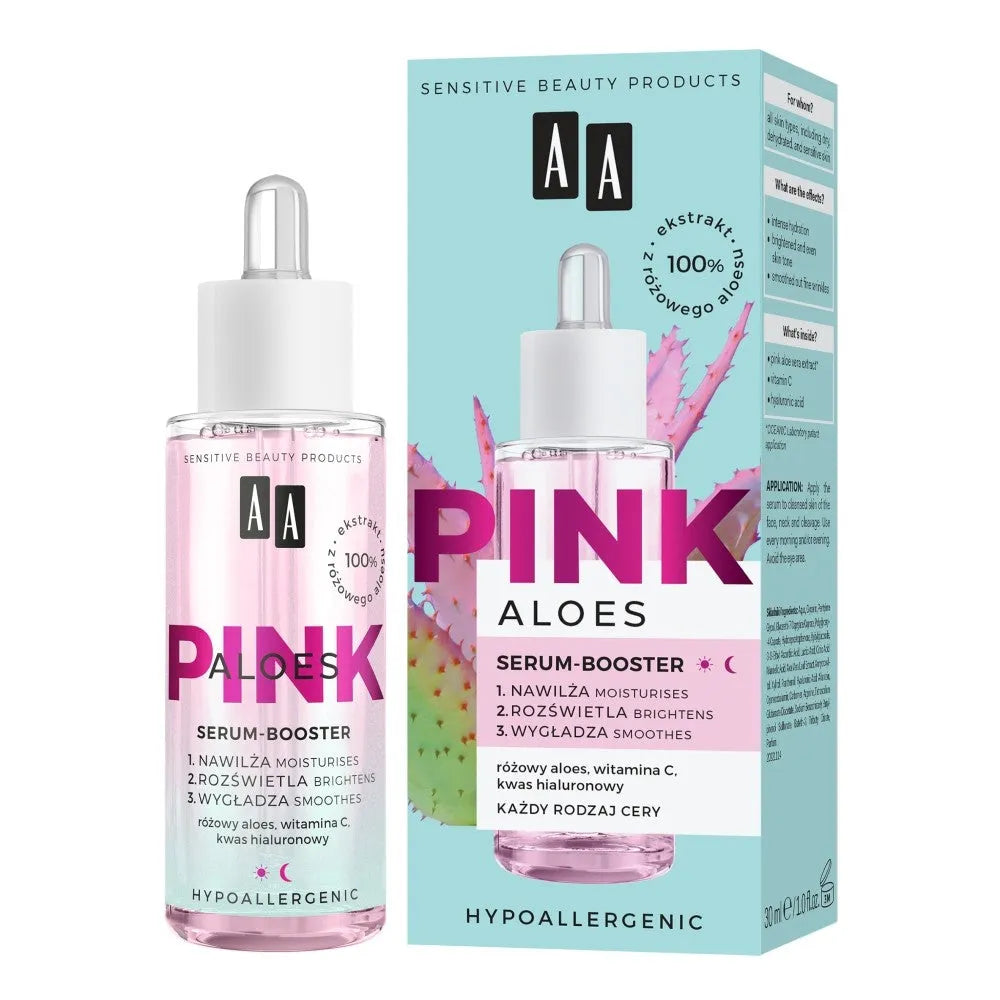AA Pink Aloes Serum-Booster diena ir naktis - visiems odos tipams 30ml - Kosmetika