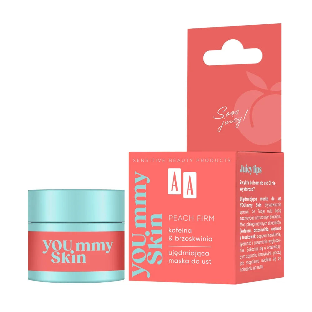 AA YOU.mmy Skin Peach Firm Firming Lip Mask Kofeinas ir Persikas 10 g - Kosmetika