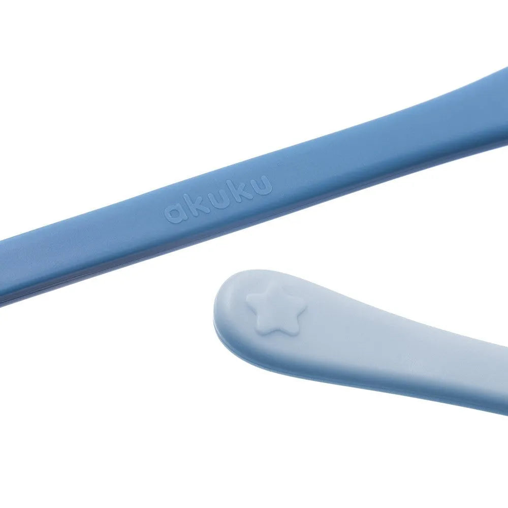 AKUKU Set of teaspoons for learning to feed - blue 2 pcs. - Vaikui ir mamai