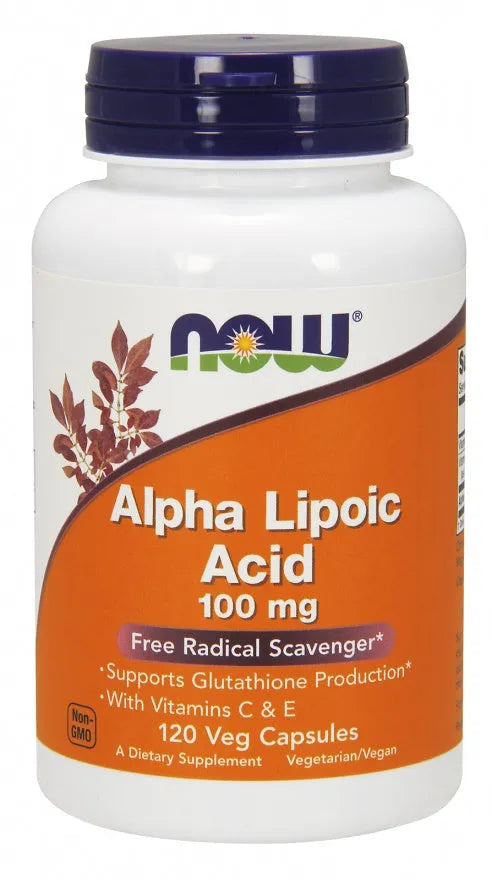 Alpha Lipoic Acid with Vitamins C & E 100mg - 120 vcaps - NOW Foods - Papildai