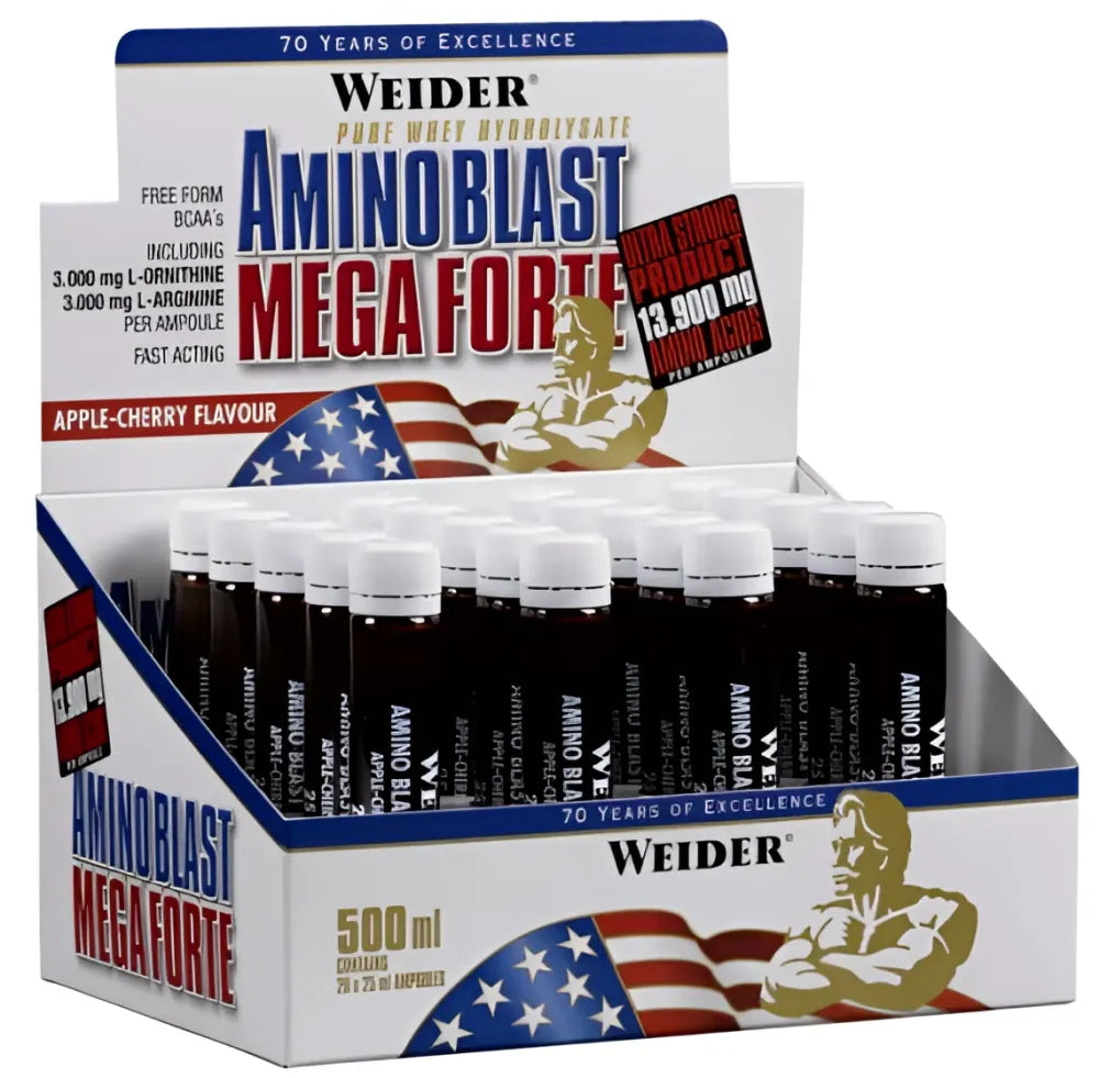 Amino Blast Mega Forte Apple-Cherry - 20 x 25 ml - Weider - Sporto papildai