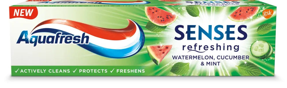 Aquafresh Pasta Senses gaivus Arbūzas Agurkas ir Mėta 75ml - Kosmetika
