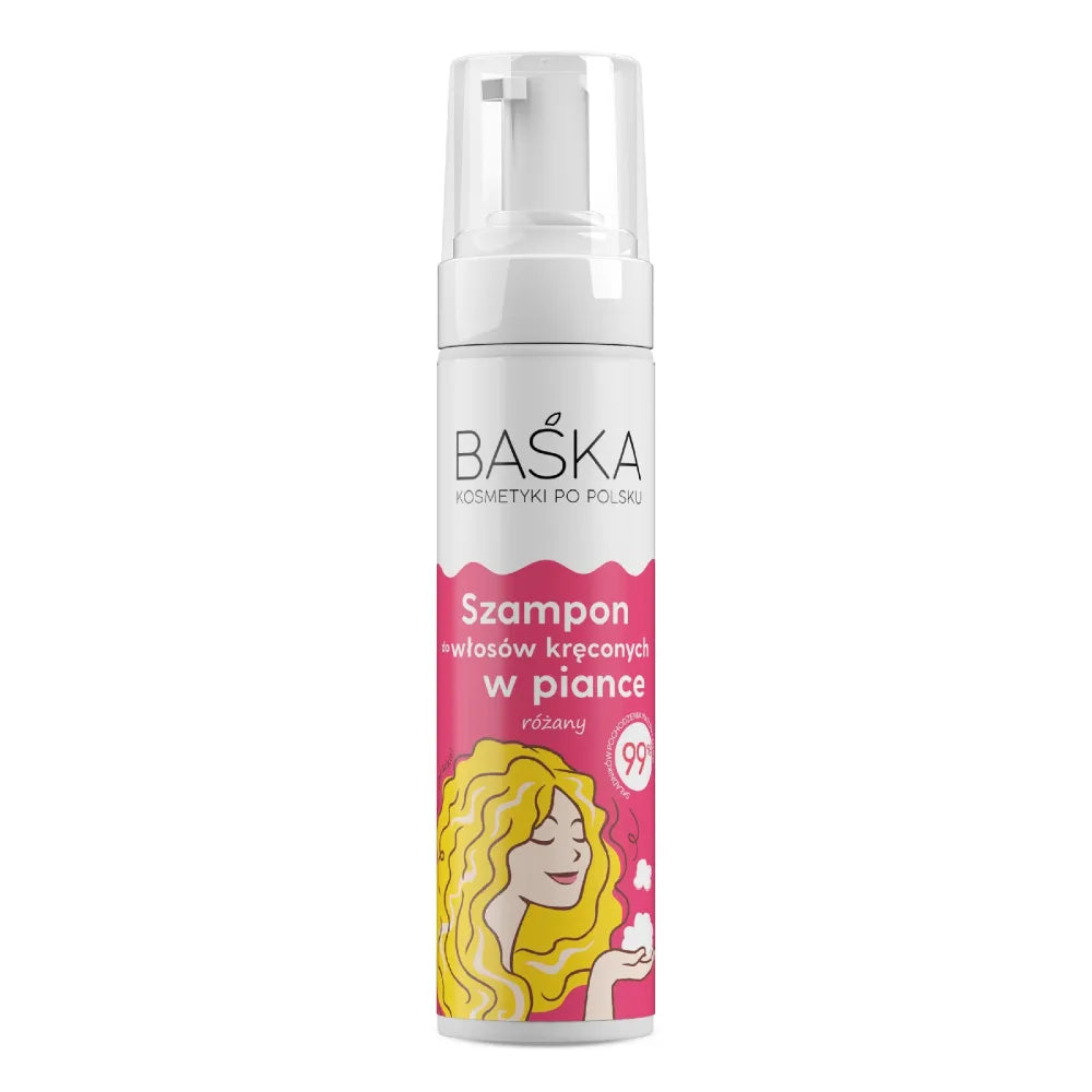 BAŚKA Garbanotų plaukų putų šampūnas - Rožinė 200ml - Kosmetika