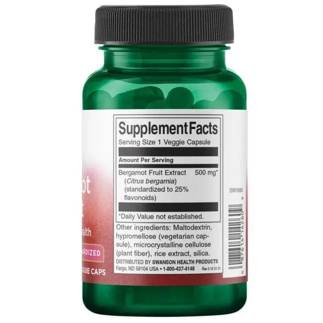 Bergamot Extract - 500 mg - N30 - Bergamočių ekstraktas - Swanson - Papildai
