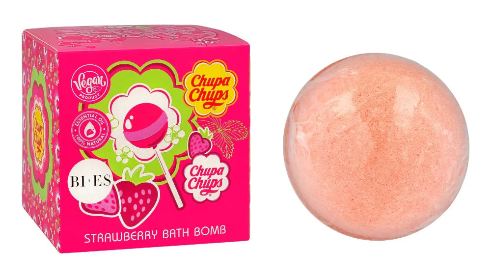 Bi-es Kids Fizzing Bath Ball Chupa Chups - braškių kvapo 165g - Kosmetika