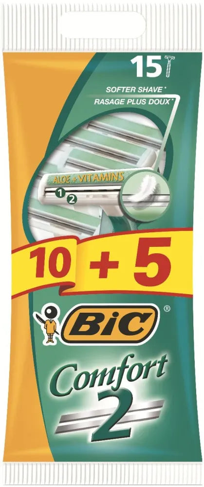 Bic Comfort 2 Skustuvo Maišelis 10 + 5vnt - Kosmetika