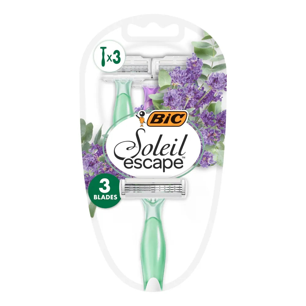 BIC Soleil Escape moterų skustuvai 3 peiliukai - Levanda ir Eukaliptas 1 pakuotė - vnt. - Kosmetika