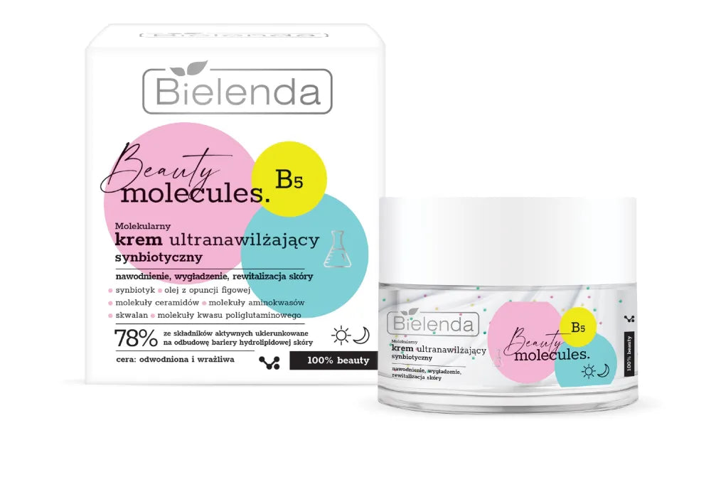 Bielenda Beauty Molecules. Molekulinis Ultra-Hidratacijos Kremas Dienai ir Nakčiai - Dehidruotai Jautriai Odai 50ml