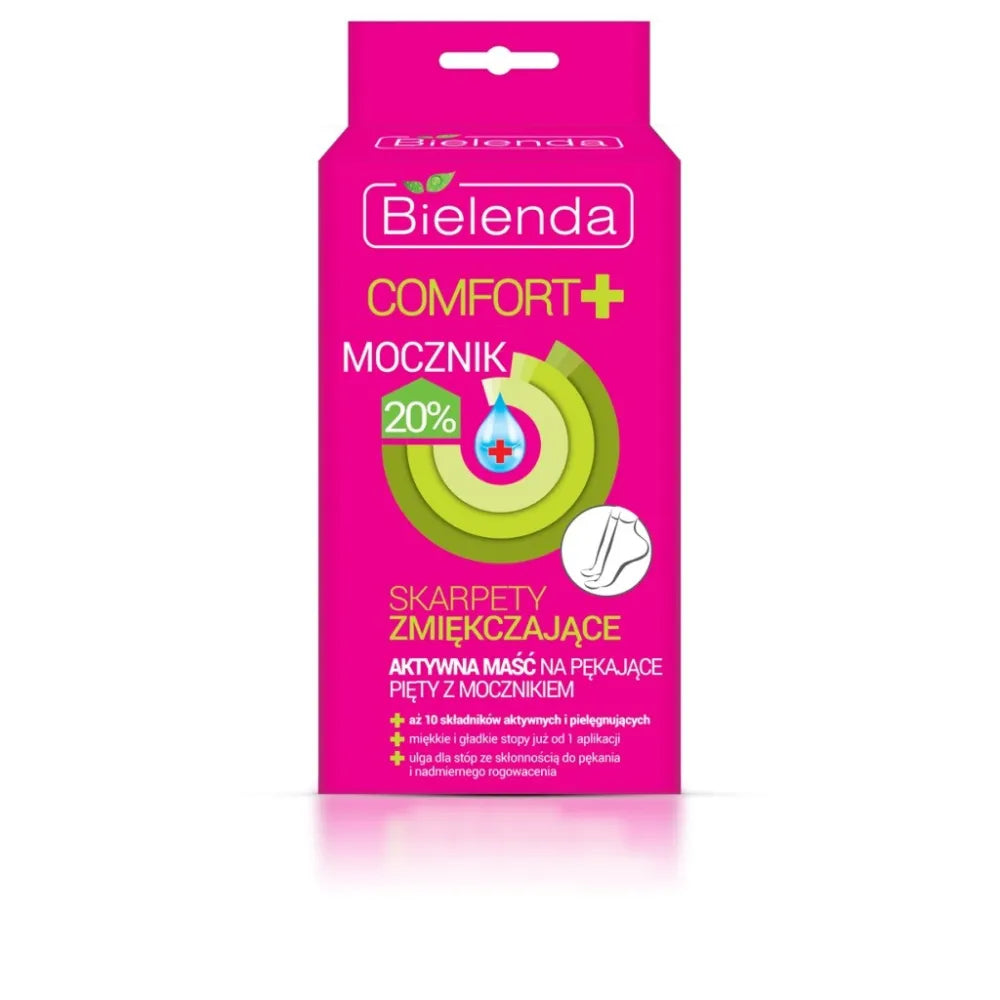 Bielenda Comfort + Active tepalas įtrūkusiems kulnams su urea - minkštinantys kojinės 1 pakuotė. - Kosmetika