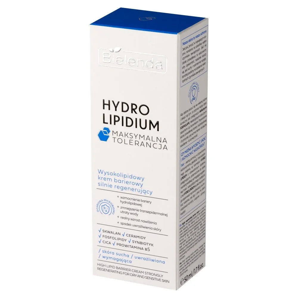 BIELENDA Hydro Lipidum High-Lipid Barrier Cream Stipriai Regeneruojantis - Sausai Jautriai Odai 50ml - Kosmetika