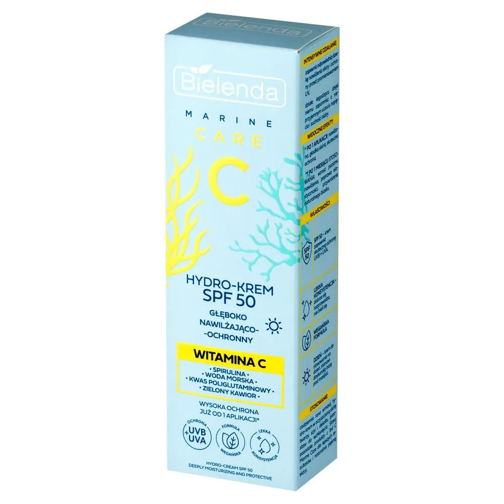 BIELENDA Marine Care C Hidro-kremas SPF50 giliai drėkinantis apsauginis dieninis kremas - Vitaminas 40 ml - Kosmetika