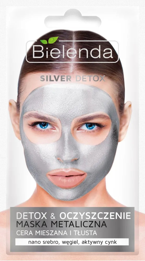 Bielenda Silver Detox Cleansing Metallic Mask - mišriai ir riebiai odai 8g - Kosmetika