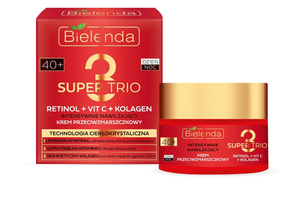 Bielenda Super Trio 40+ Intensyviai drėkinantis anti-raukšlių kremas dienai ir nakčiai 50ml - Kosmetika