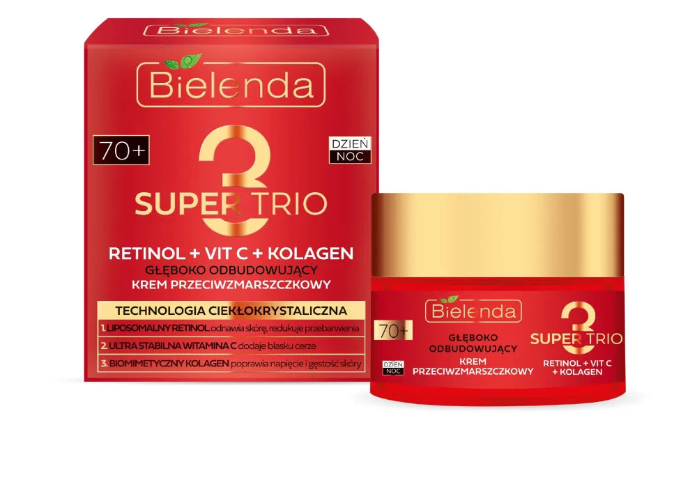 Bielenda Super Trio 70+ Giliai Atkuriantis Kremas Nuo Raukšlių Dienai ir Nakčiai 50ml - Kosmetika
