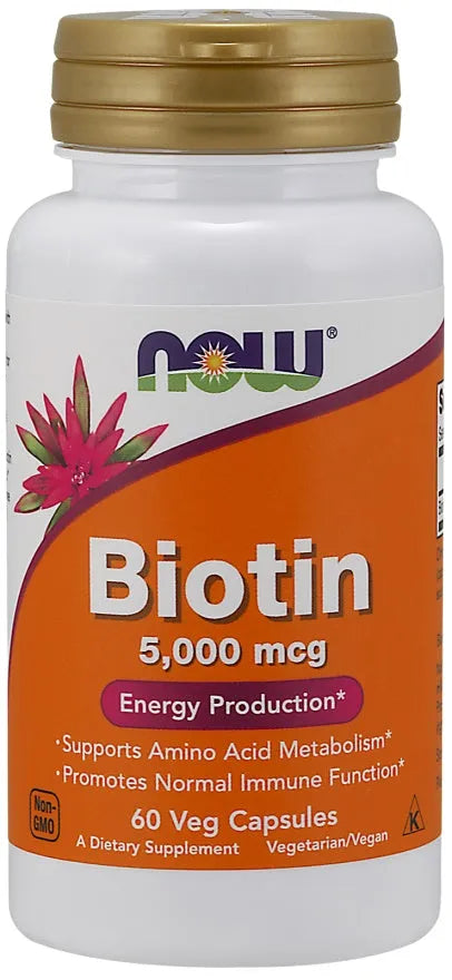 Biotin 5000mcg - 60 vcaps - NOW Foods - Papildai