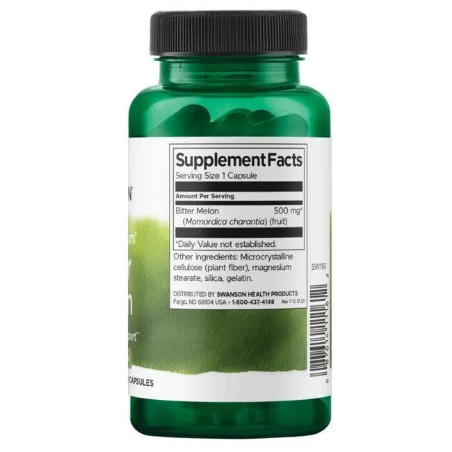 Bitter Melon - 500 mg - N60 - Raukšlėtasis svaidenis - Kartusis melionas - Swanson - Papildai