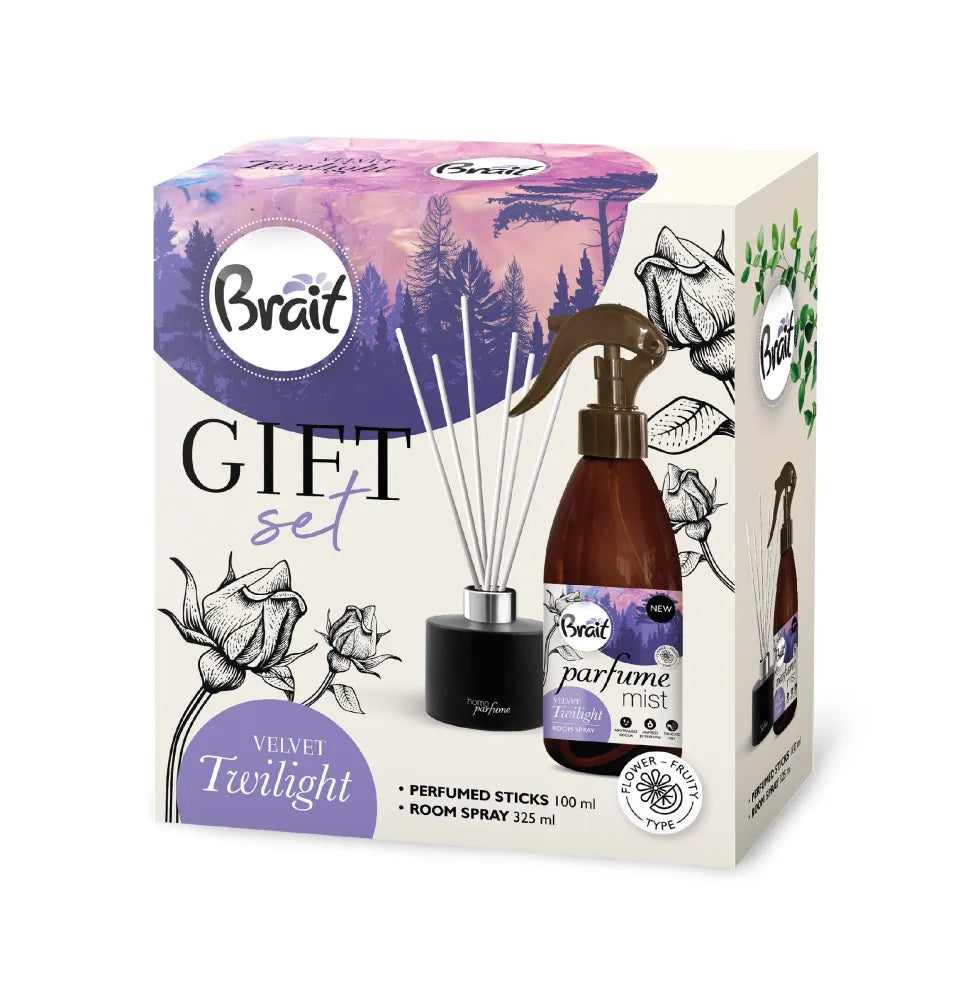 BRAIT Velvet Twilight Gift Set (100 ml scented sticks + 325 perfumed room spray) - Kosmetika