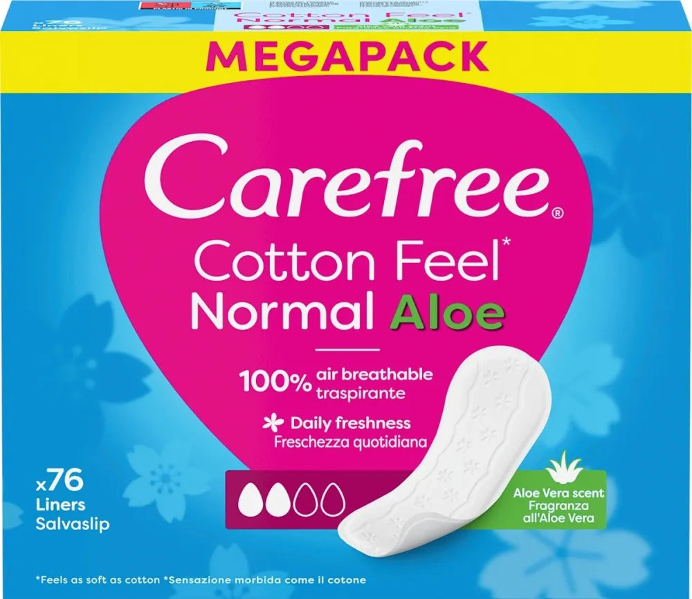 CAREFREE Cotton Feel Normal Aloe scented sanitary pads 1 op. - 76 pcs. - Higiena