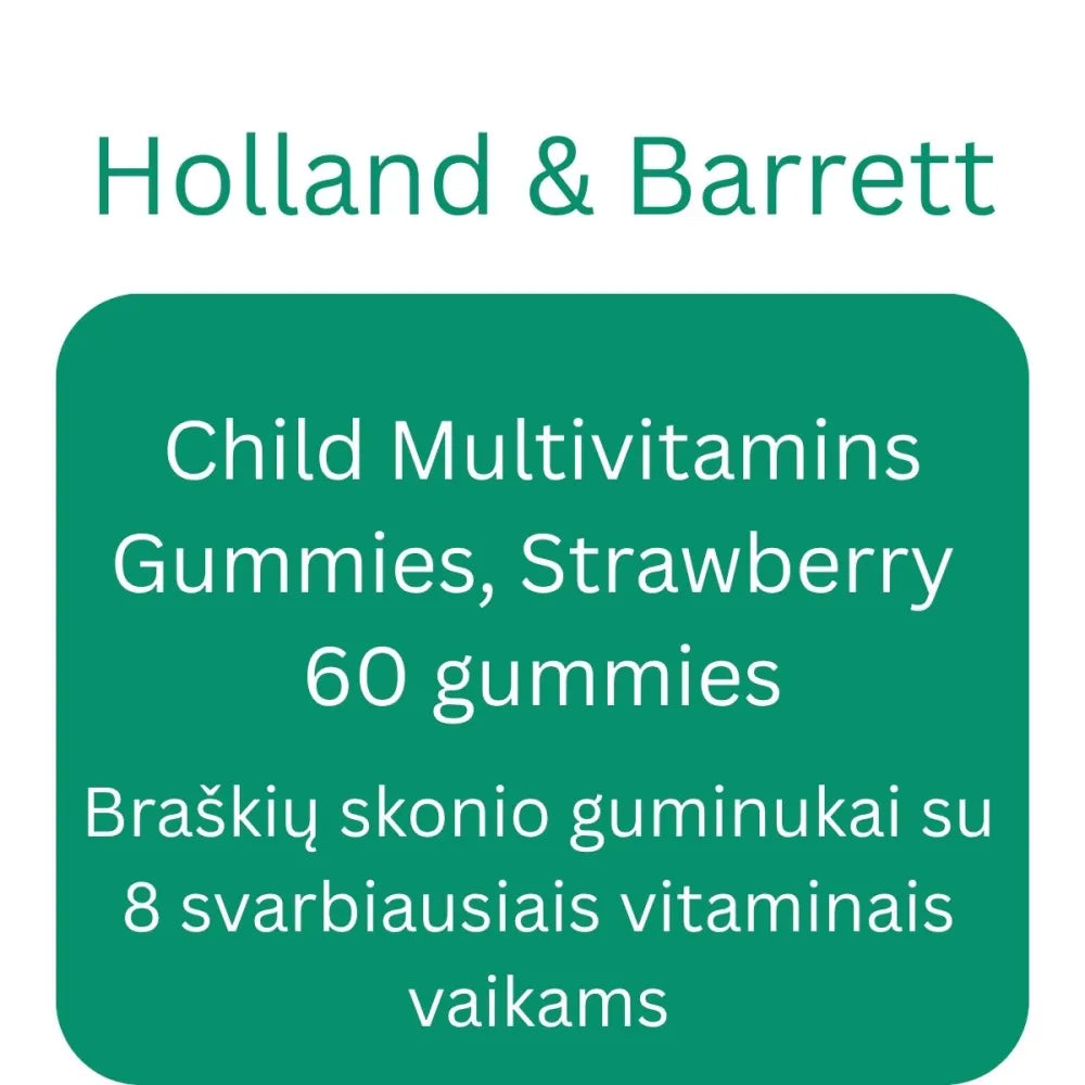 Child Multivitamins Gummies Strawberry - 60 - Holland & Barrett - Papildai