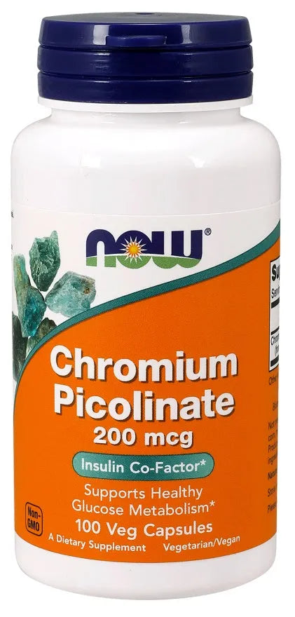Chromium Picolinate 200mcg - 100 vcaps - NOW Foods - Papildai