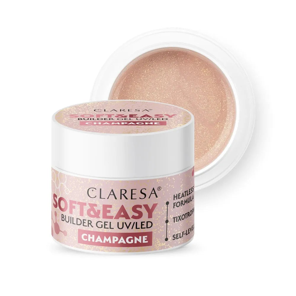 CLARESA Soft&Easy Builder Nagų Statybos Gelis - Šampanas 90g - Kosmetika