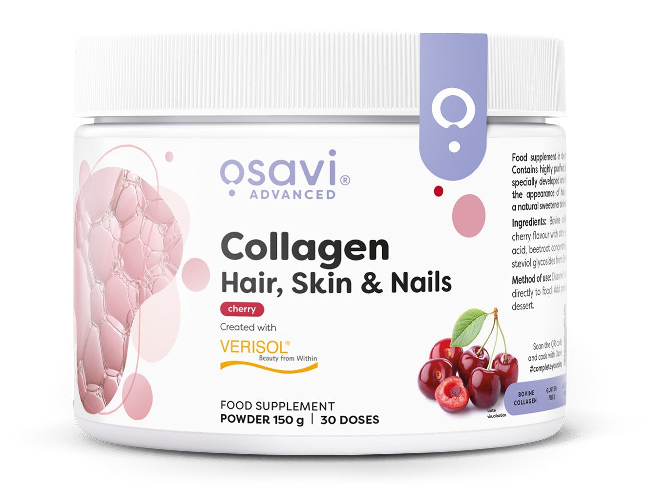 Collagen Peptides (Hair Skin & Nails), Cherry - 150g - Osavi