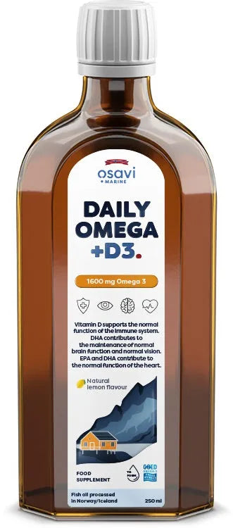 Daily Omega + D3 1600mg 3 (Natural Lemon) - 250 ml - Osavi - Papildai