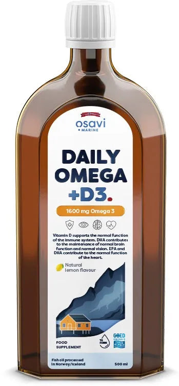 Daily Omega + D3 1600mg 3 (Natural Lemon) - 500 ml - Osavi - Papildai