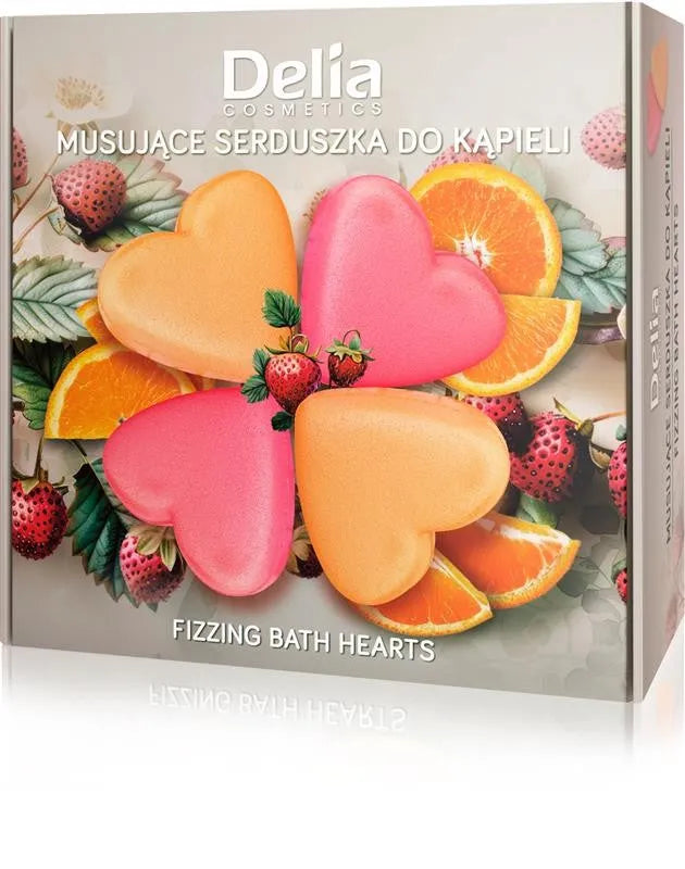 DELIA Effervescent bath hearts - Fruit fragrance mix 4 x 100g - Kosmetika