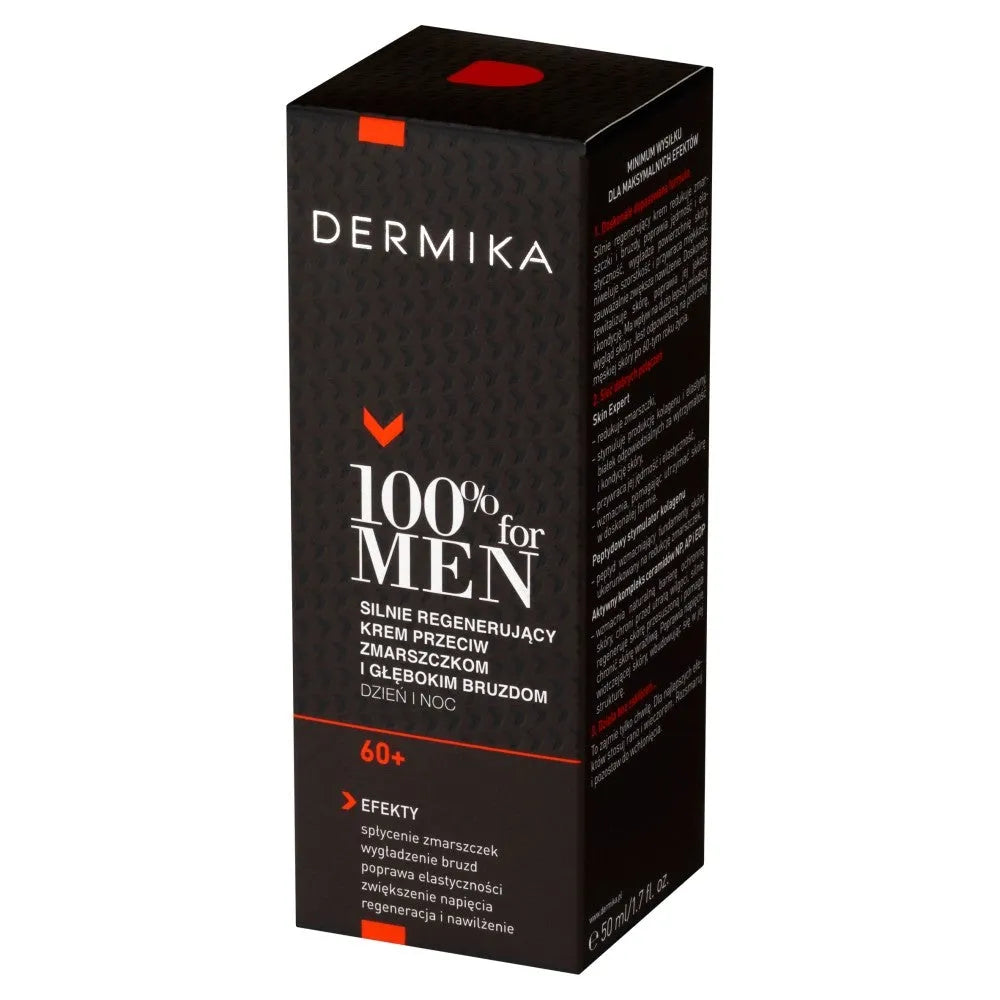 DERMIKA 100% for Men Stipriai regeneruojantis kremas prieš raukšles ir gilius įdubimus 60+ dienai/nakčiai 50 ml