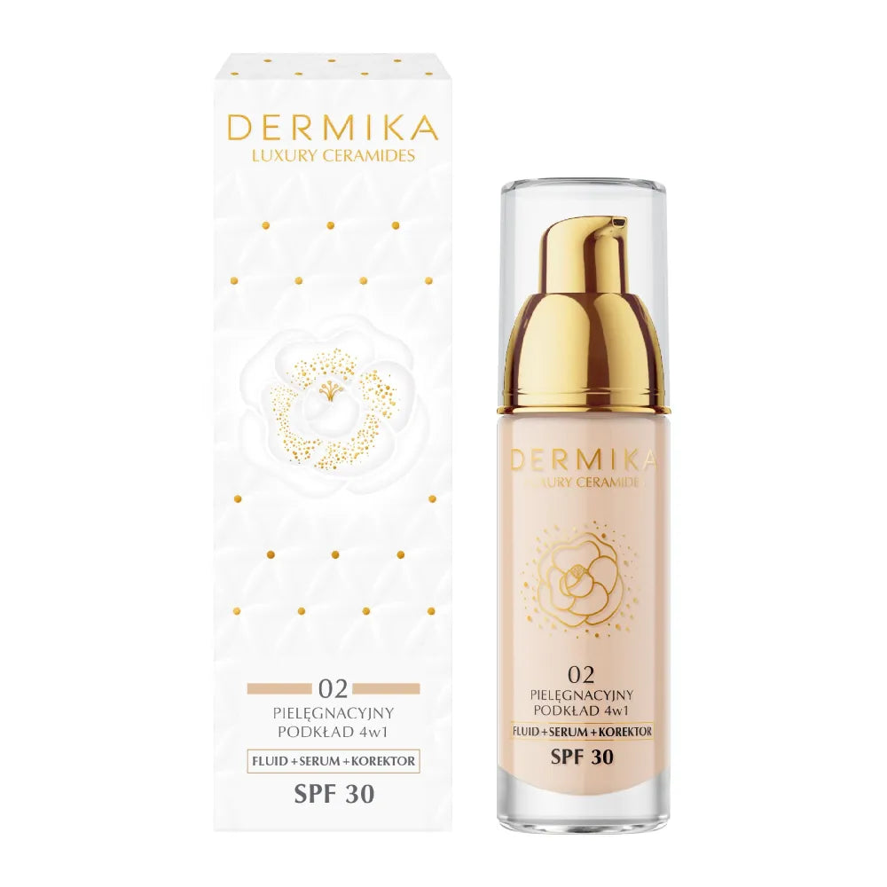 DERMIKA Luxury Ceramides 4-in-1 Care Foundation SPF30 atspalvis 02 30 ml - Kosmetika