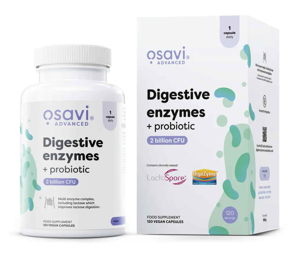 Digestive enzymes + probiotic - 120 vegan caps - Osavi - Papildai