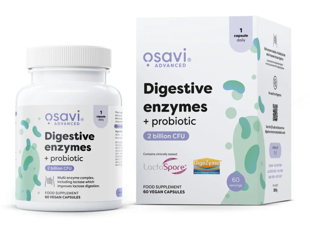 Digestive enzymes + probiotic - 60 vegan caps - Osavi - Papildai