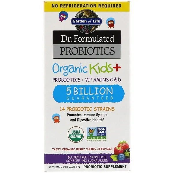 Dr. Formulated Probiotics Kids+ Berry Cherry - 30 chewables - Garden of Life - Papildai