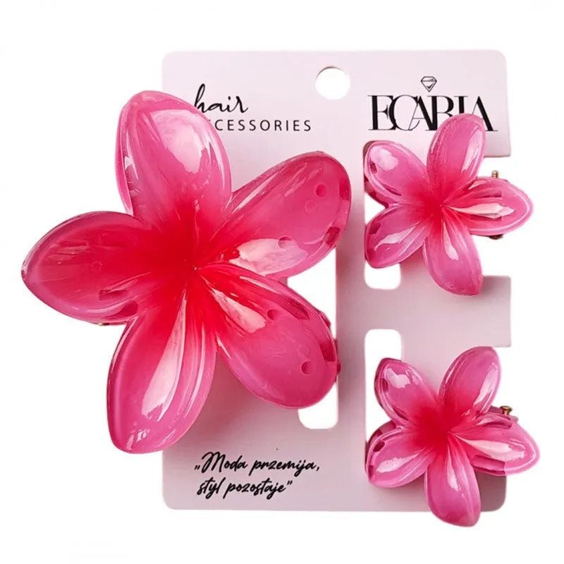 ECARLA 3-in-1 hair clip set - Flower ombre XL + 2 pcs mini clips SP420. - Kosmetika