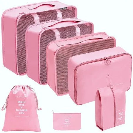 ECARLA Travel set of 7 cosmetic bags - organizers pink KS41WZ5 - Kosmetika
