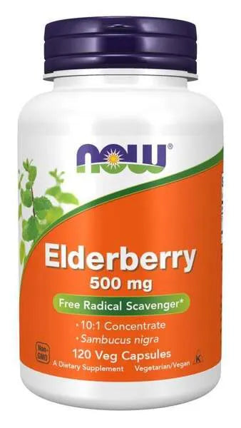Elderberry 500mg - 120 vcaps - NOW Foods - Papildai