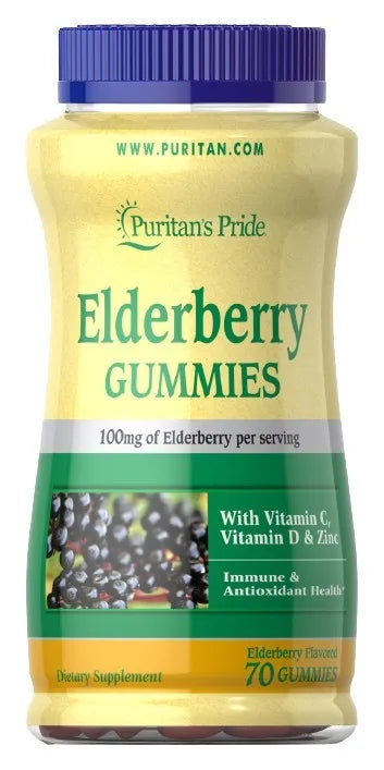 Elderberry Gummies with Vitamin C D & Zinc - 70 - Puritan’s Pride - Papildai