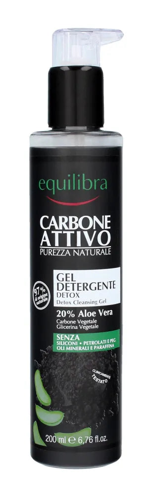 Equilibra Activated Charcoal Cleansing Face Gel su aktyvinta anglimi 200ml - Kosmetika