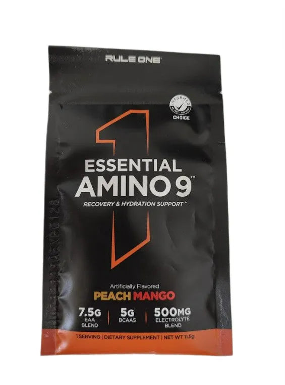 Essential Amino 9 Peach Mango - 11.5g (1 serving) - Rule One - Sporto papildai