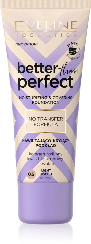 EVELINE Better Than Perfect drėkinamasis-kamufliažinis fondas Nr. 0.5 Šviesus sausainis (neutralus) 30 ml - Kosmetika