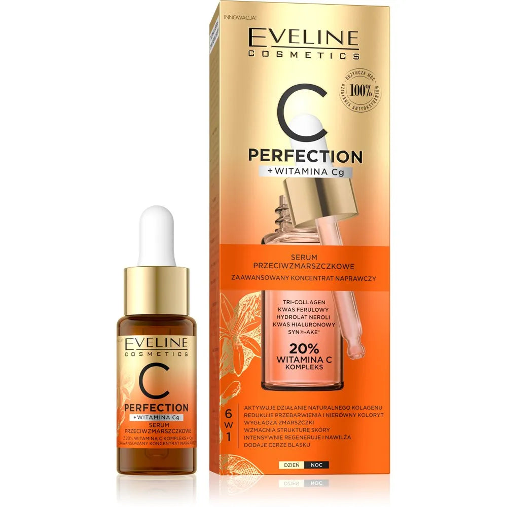 Eveline C Perfection Anti-wrinkle serum - pažangus atstatymo koncentratas 6in1 dienai ir nakčiai 18ml - Kosmetika