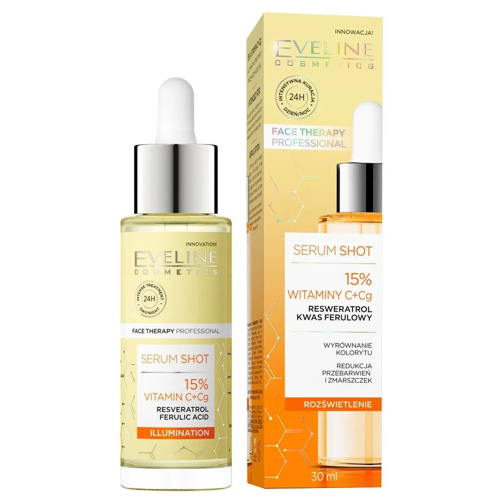 Eveline Face Therapy Professional Serum Shot Illuminating Treatment - 15% Vitamin C + Cg 30ml - Kosmetika