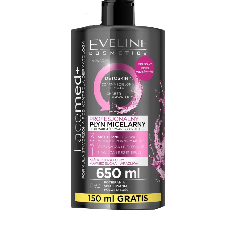 Eveline Facemed+ Professional Micellar Liquid 3in1 - tinka visiems odos tipams 650ml - Kosmetika