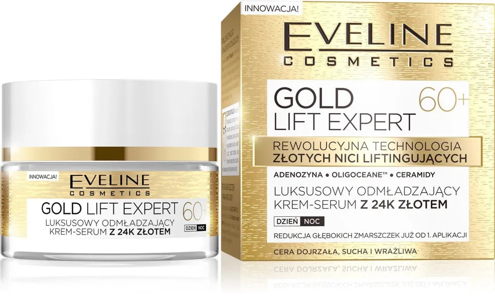 Eveline Gold Lift Expert 60+ Atjaunojamā dienas un nakts krēma-seruma 50ml - Kosmetika