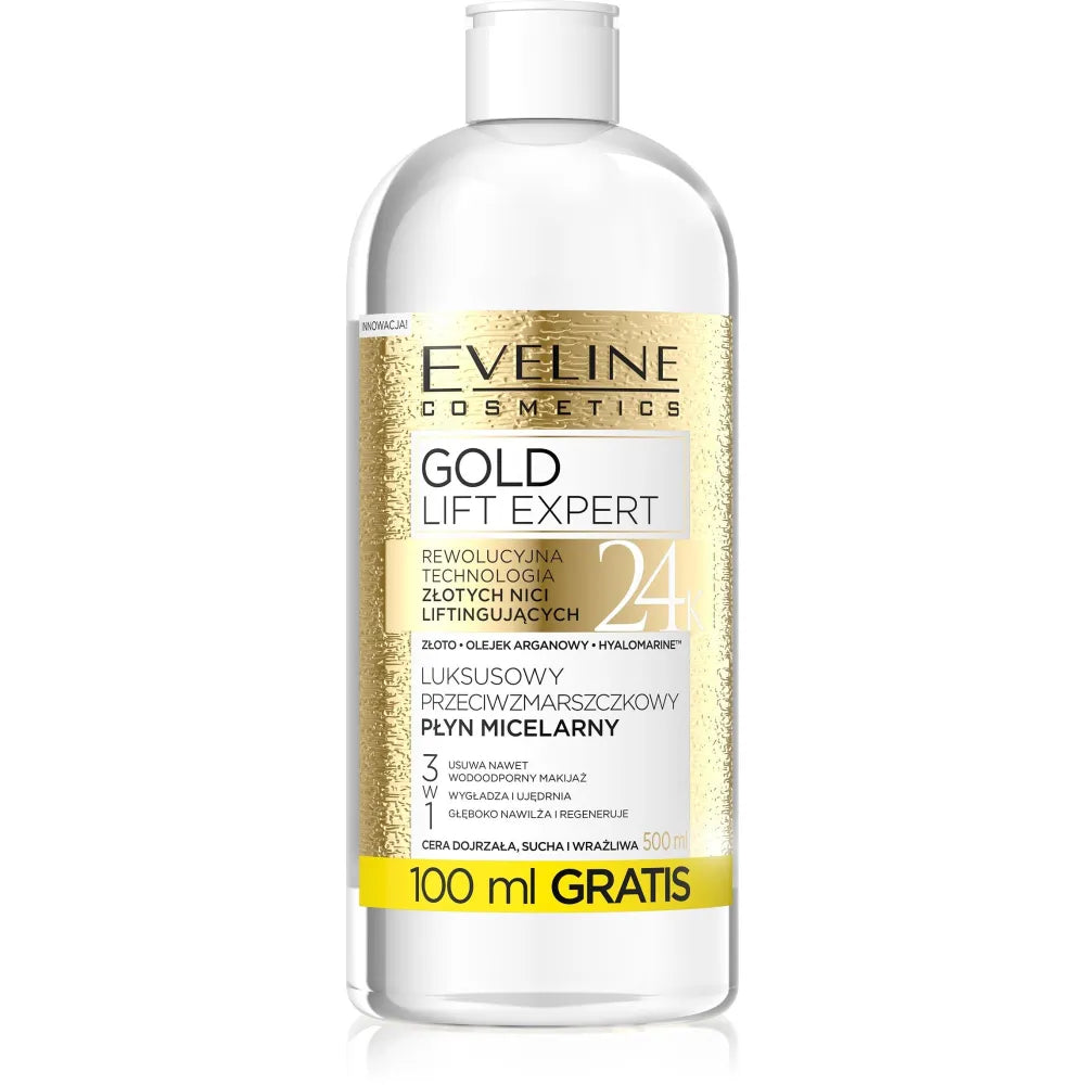 Eveline Gold Lift Expert Luxury Anti-Wrinkle Micellar Liquid 3in1 500ml - Kosmetika