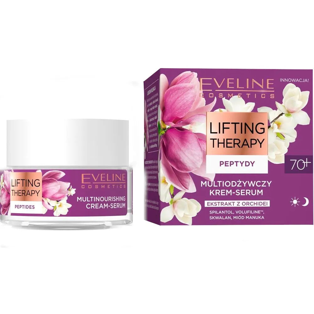 Eveline Lifting Therapy Peptides 70+ Multivitamininė Dienos ir Nakties Kremas-Serumas 50ml - Kosmetika