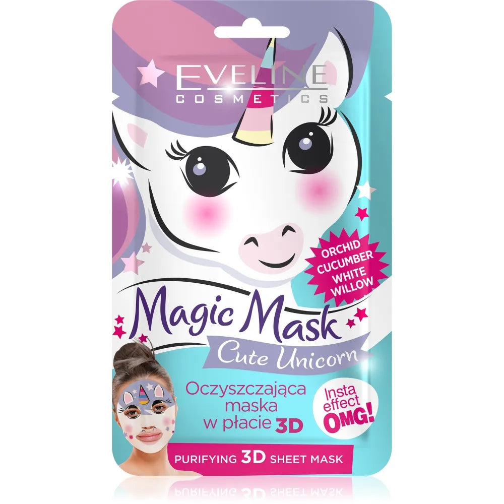 Eveline Magic Mask Purifying Sheet 3D Mielas Vienaragis 1 vnt. - Kosmetika