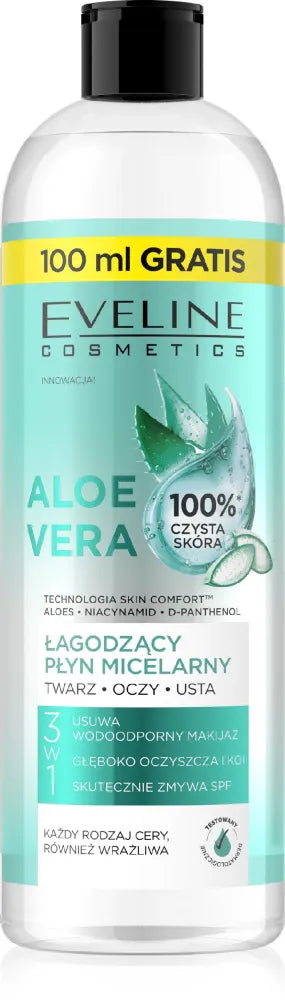 EVELINE Skin Comfort Soothing Micellar Water Aloe Vera 3in1 500 ml - Kosmetika